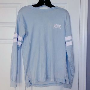 PINK baseball tee (baby blue) size XS